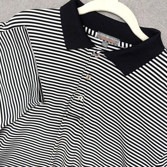Peter Millar Other - Peter Millar Golf Polo Sz L Summer Comfort Black Competition Stripe Performance